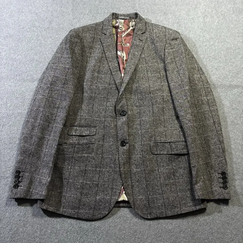 Paisley & Gray Ashton Sport Coat Mens 42L Slim Fit Gray Tweed Windowpane Blazer